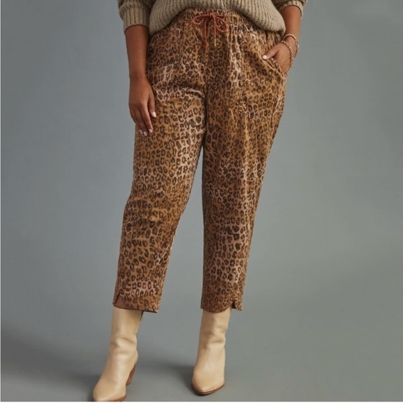 Anthropologie Pilcro The Cottage Corduroy High Rise Pants In Leopard - Picture 1 of 10
